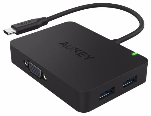 Aukey USB-C Hub - USB-концентратор с VGA (Black)