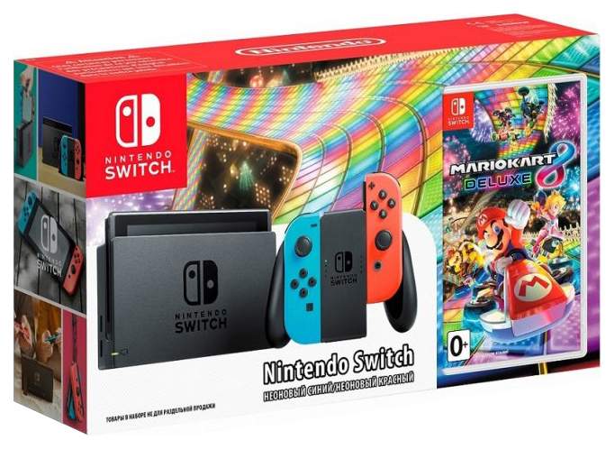 Игровая консоль Nintendo Switch + Mario Kart 8 Deluxe RU (Neon Red/Neon Blue), Switch
Игровая консоль Nintendo Switch + Mario Kart 8 Deluxe RU (Neon Red/Neon Blue), Switch