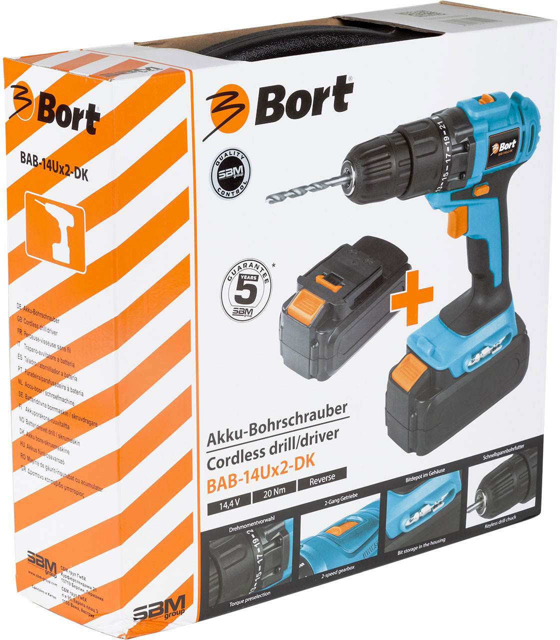 Купить Bort BAB-14Ux2-DK (93724009) - дрель-шуруповерт (Blue), Борт БиЭйБи-14Ух2-ДиКей 93724009 в Москве с доставкой по разумной