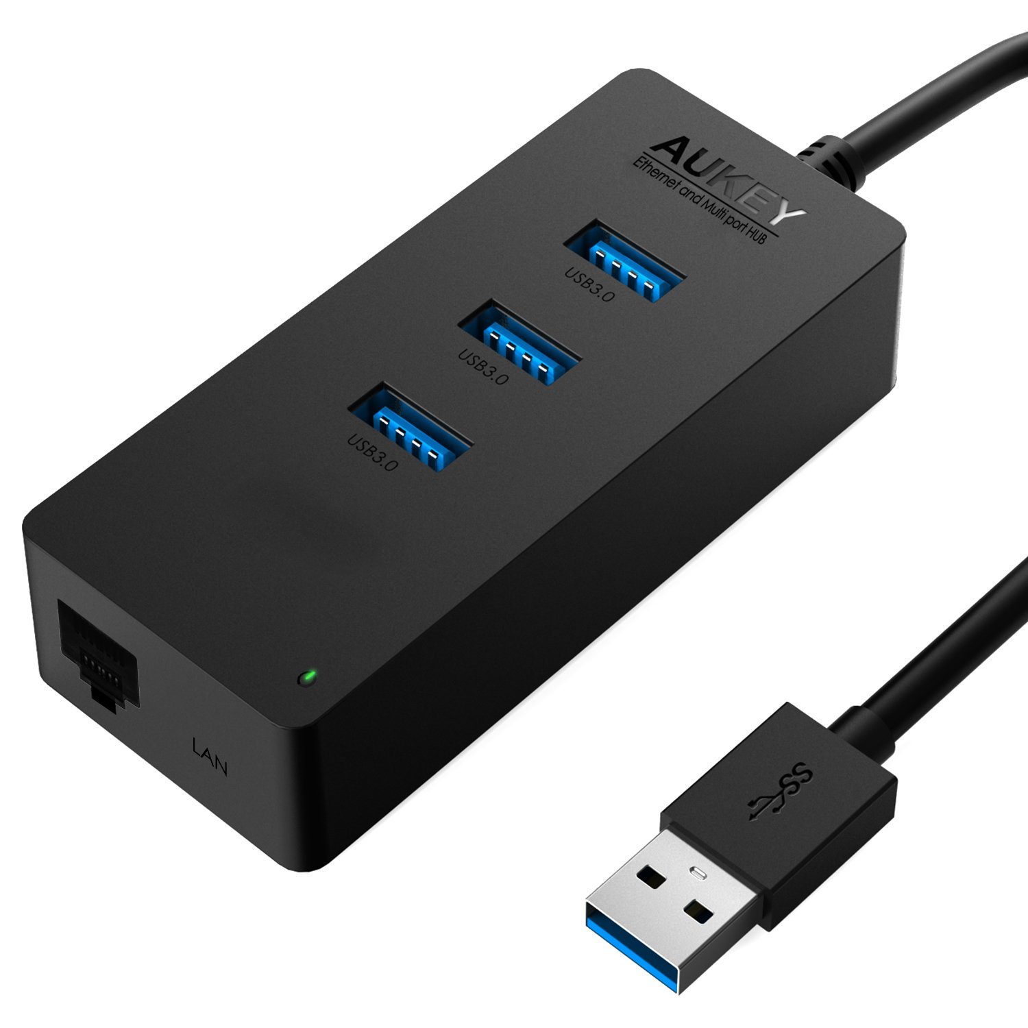 Aukey USB Hub with Ethernet - мультипереходник 4 в 1 (Black)