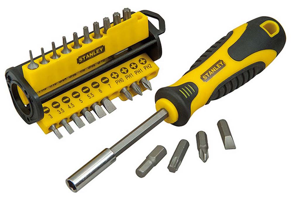Stanley Multi Bit (0-70-885) - отвертка со сменными вставками (Black/Yellow) Stanley Multi Bit (0-70-885) - отвертка со сменными вставками (Black/Yellow)Наборы отверток<br>Отвертка со вставками<br>