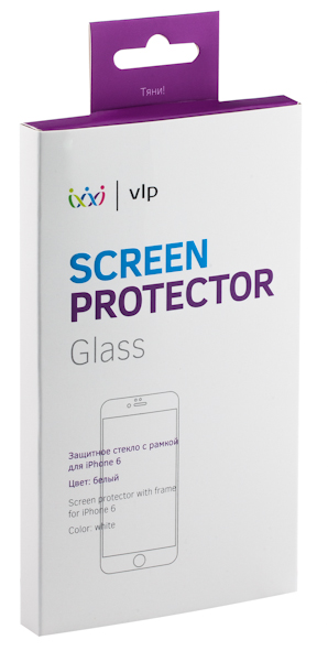 VLP - олеофобное защитное стекло с белой рамкой для iPhone 6 VLP - олеофобное защитное стекло с белой рамкой для iPhone 6Защитные стекла для iPhone<br>Олеофобное защитное стекло<br>