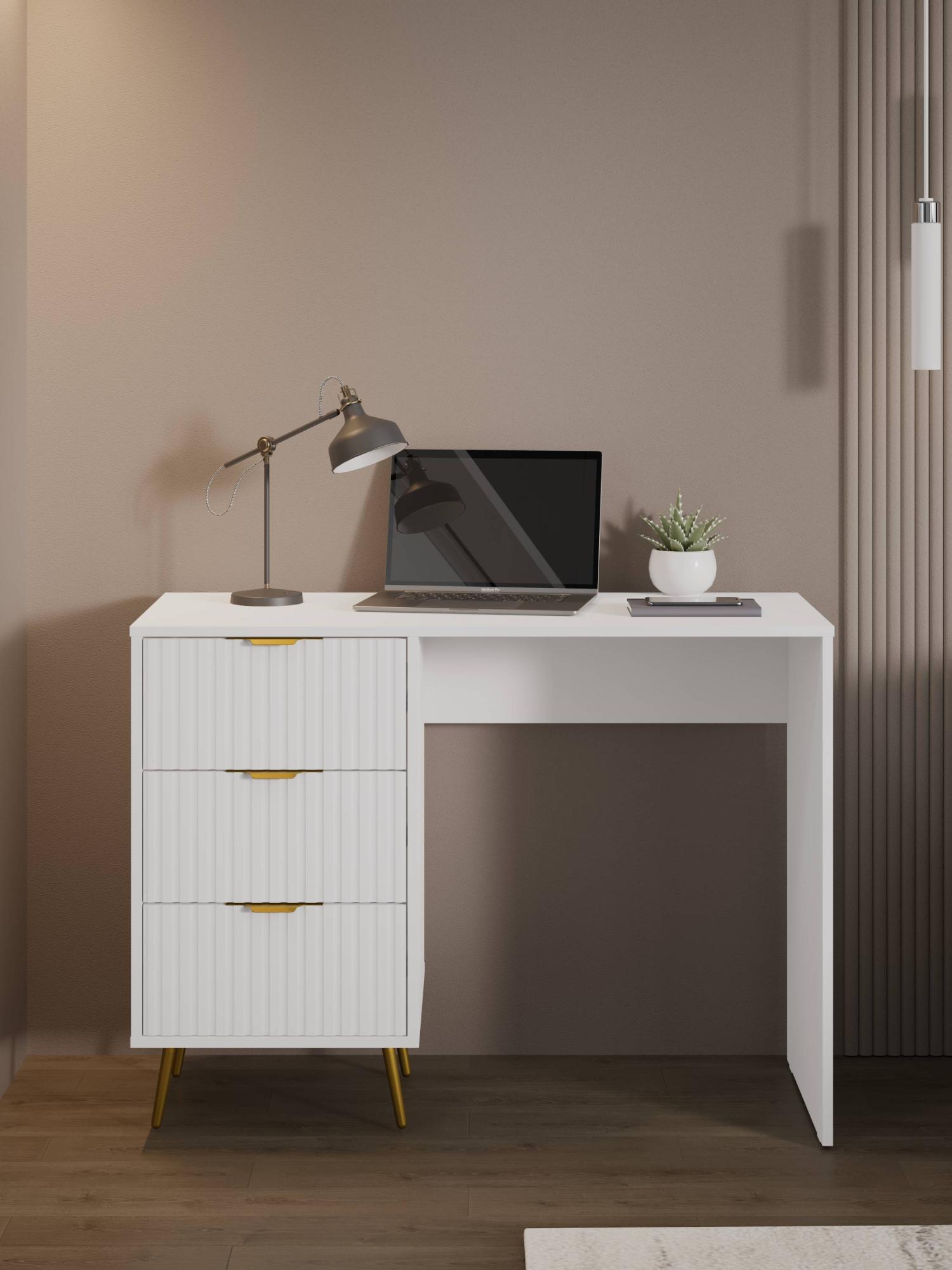 Стол письменный RIDBERG LUGANO 3Я (White/Gold) купить в интернет-магазине icover