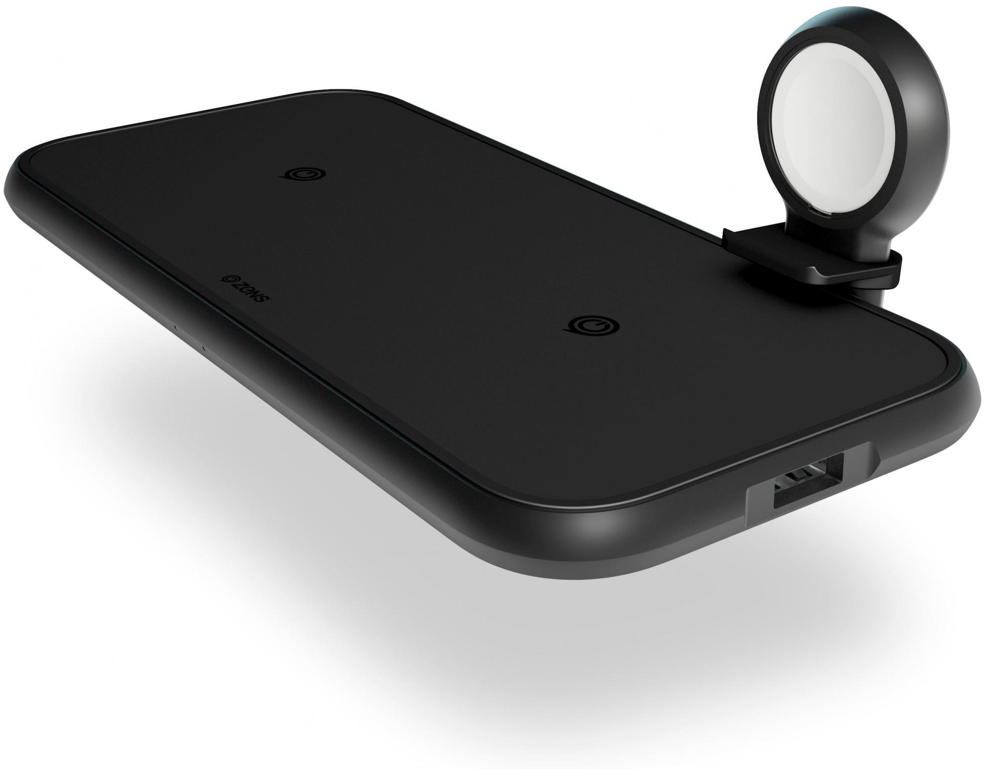Беспроводное зарядное устройство Zens Aluminium 4-in-1 Wireless Charger (ZEDC14B/00) с кабелем Apple Watch MFi в комплекте купить в интернет-магазине icover
