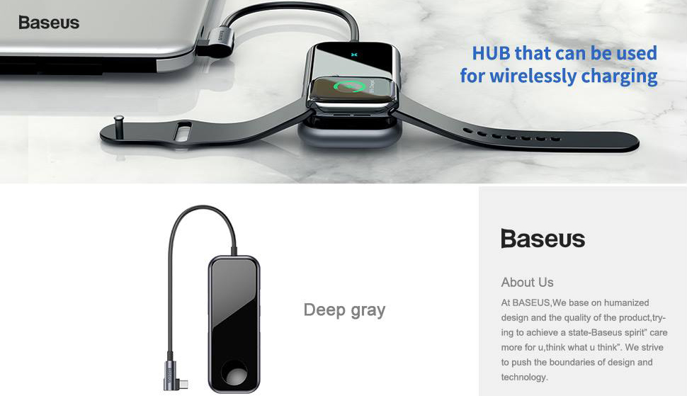 USB-концентратор Baseus Mirror Series Multifunctional Wireless Charger USB-C CAHUB-AZ0G (Black) купить в интернет-магазине icover