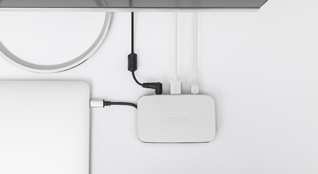Док-станция Moshi Symbus Compact USB-C Dock (99MO084209) для ноутбука с поддержкой USB-C/Thunderbolt 3 (Silver) купить в интернет-магазине icover