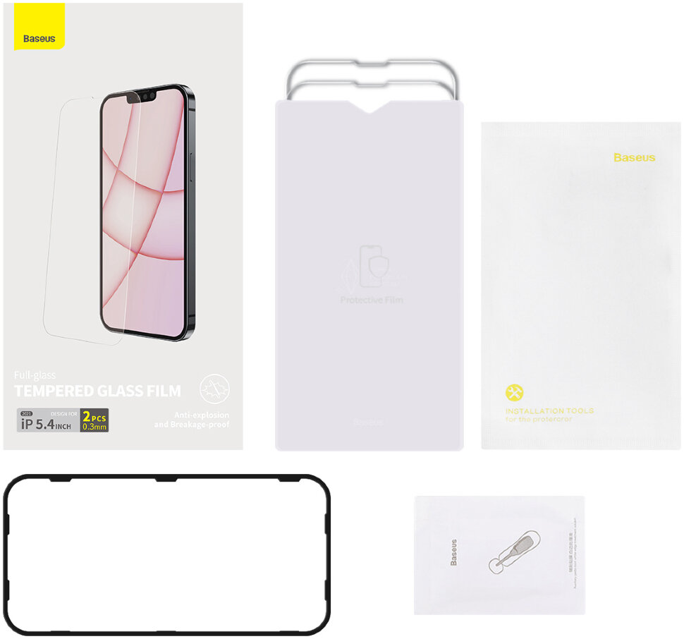 Защитное стекло Baseus Full Glass 0.3mm (SGBL020002) для iPhone 13 mini (Transparent) купить в интернет-магазине icover