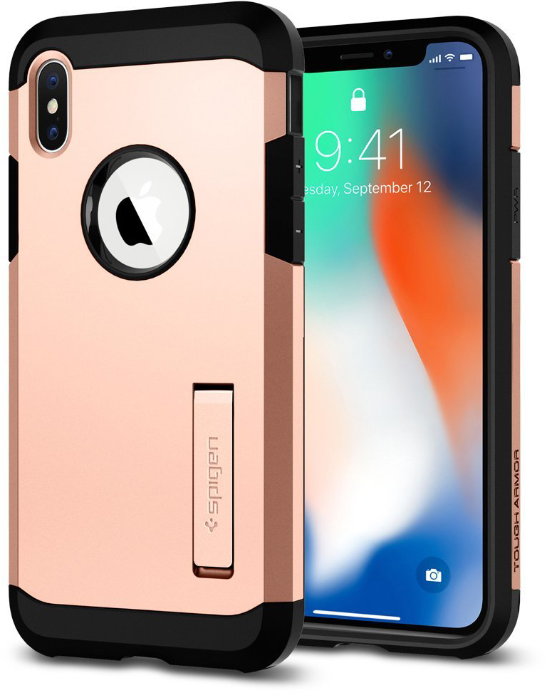 

Чехол Spigen Tough Armor (057CS22162) для Apple iPhone X (Blush Gold)