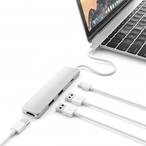 Мультипереходник Satechi Slim Aluminum Type-C Multi-Port Adapter 4K HDMI (Silver) купить в интернет-магазине icover