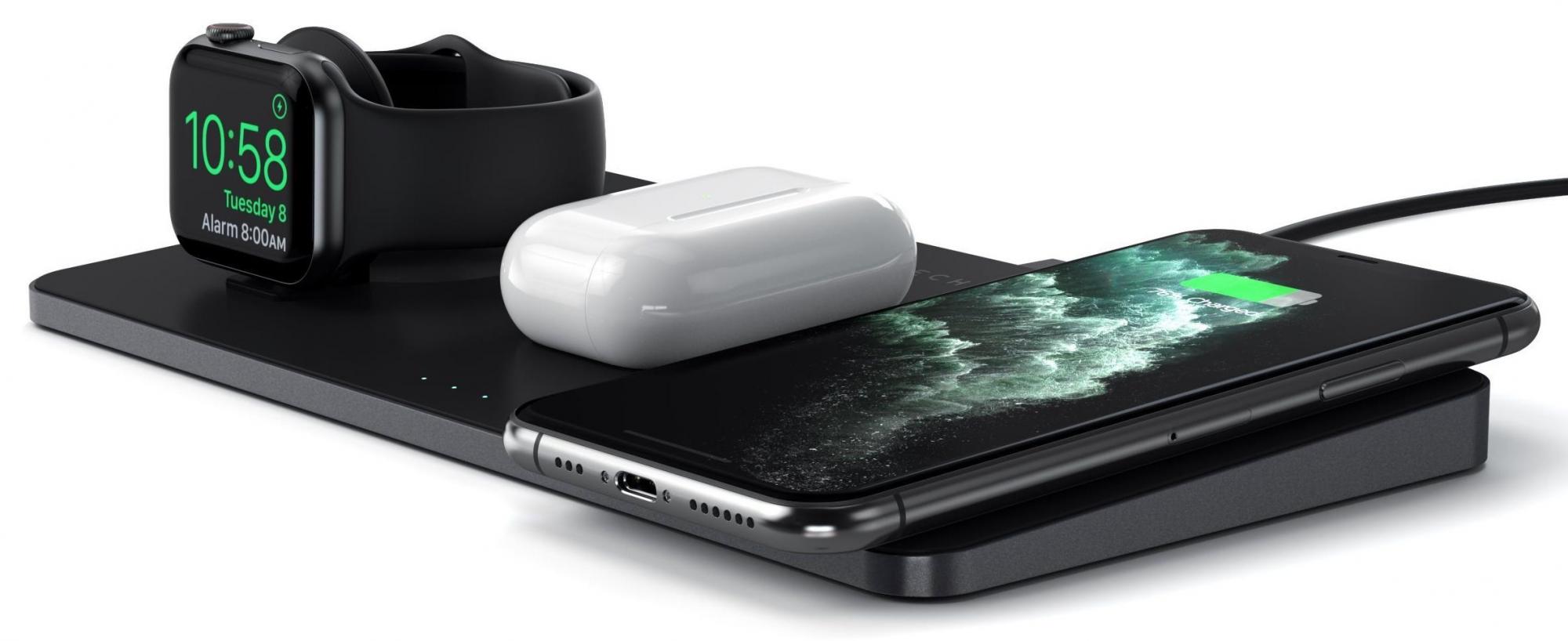 Беспроводное зарядное устройство Satechi Trio Wireless Charging Pad ST-X3TWCPM (Black) купить в интернет-магазине icover