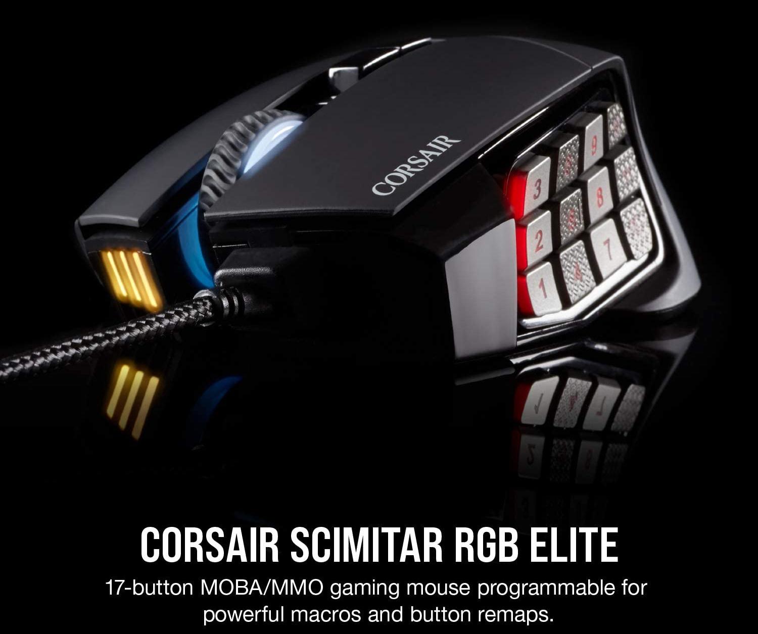 Игровая мышь Corsair Gaming Scimitar RGB Elite CH-9304211-EU (Black) купить в интернет-магазине icover