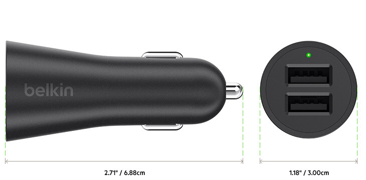 Автомобильное зарядное устройство Belkin BoostUp 2-Port Car Charger F8M930btBLK (Black) купить в интернет-магазине icover