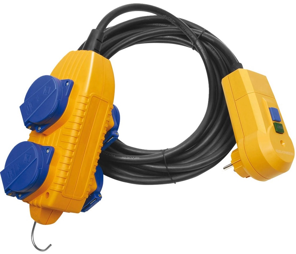 Brennenstuhl RCD Protected Lead, 5 м (B1169200) - удлинитель сетевого кабеля с системой защиты УЗО (Yellow/Black) купить в интернет-магазине icover