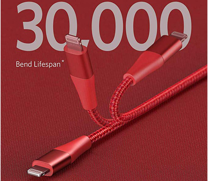 Кабель для iPod, iPhone, iPad Anker PowerLine+ II (A8652091) Lightning/USB-C 0.9m (Red) купить в интернет-магазине icover