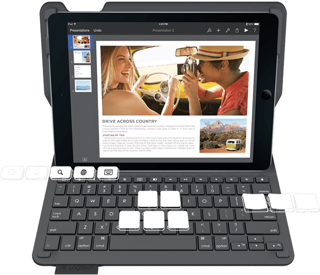 Logitech Wireless Keyboard Folio Type+ (920-006609) - чехол-клавиатура для iPad Air 2 (Red) купить в интернет-магазине icover