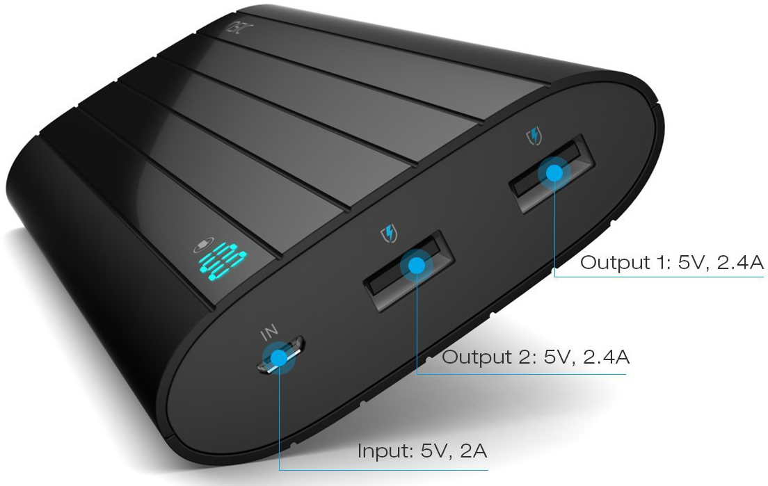 Vinsic Smart Dual USB Power Bank 20000mAh (VSPB206) - внешний аккумулятор (Black) купить в интернет-магазине icover