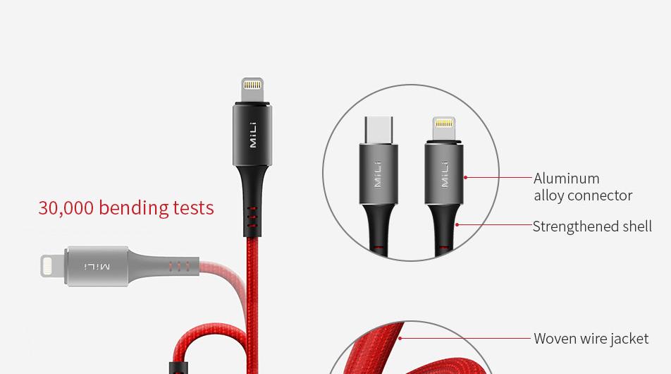 Кабель Mili L90 USB-C/Lightning 1m (Red) купить в интернет-магазине icover