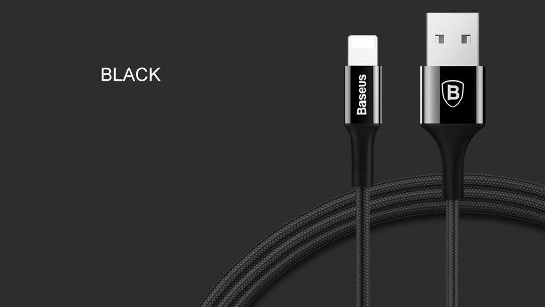 Кабель для iPod, iPhone, iPad Baseus Shining Cable with Jet metal 1m USB to Lightning CALSY-01 (Black) купить в интернет-магазине icover