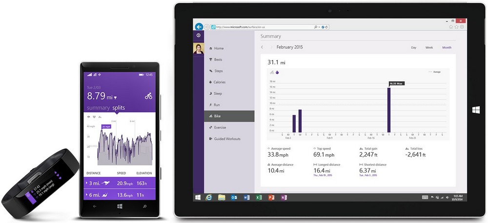 Microsoft Band (Size M) - фитнес-браслет для Windows Phone/iOS/Android (Black) купить в интернет-магазине icover