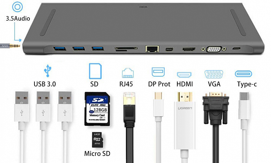 USB-концентратор Wiwu Apollo 11-in-1 USB-C (Space Grey) купить в интернет-магазине icover