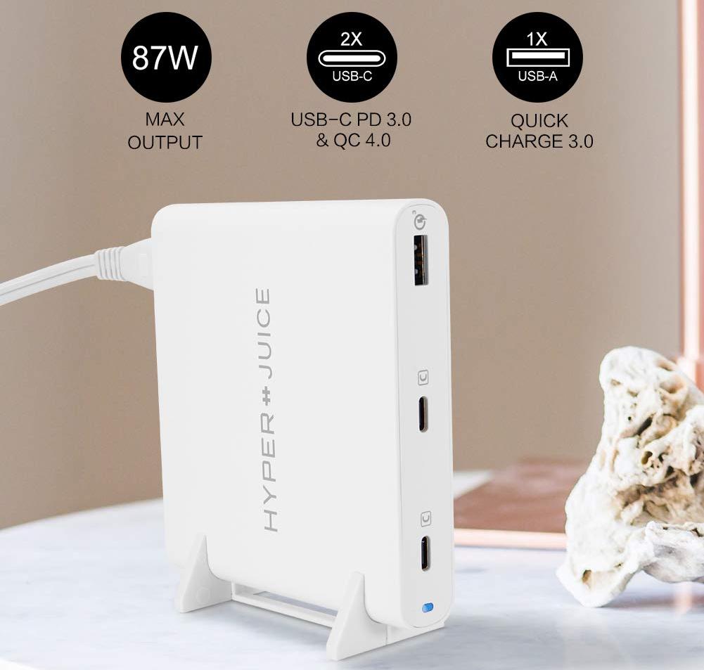 Сетевое зарядное устройство HyperDrive HyperJuice 87W USB-C/USB 3.0 HJ-PD87 (White) купить в интернет-магазине icover