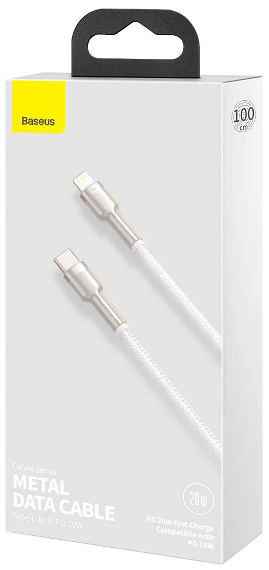 Кабель Baseus Cafule Metal (CATLJK-A02) USB-C/Lightning 1m (White) купить в интернет-магазине icover