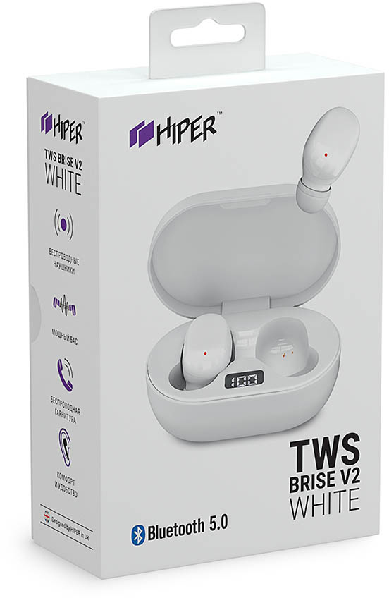 Bluetooth-наушники с микрофоном HIPER TWS Brise V2 HTW-S1 (White) купить в интернет-магазине icover