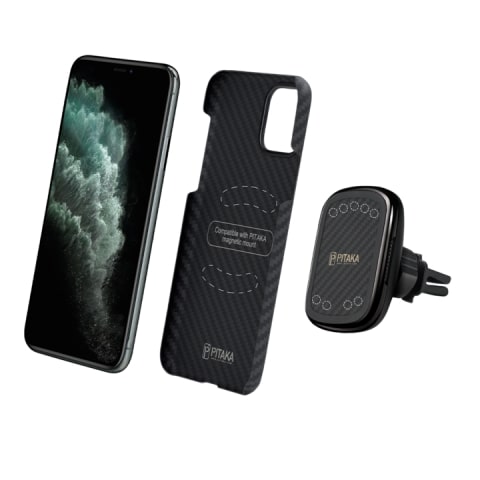 Автомобильный держатель Pitaka MagEZ Mount Qi Combo (CMS003QCP) с беспроводной зарядкой (Black) купить в интернет-магазине icover