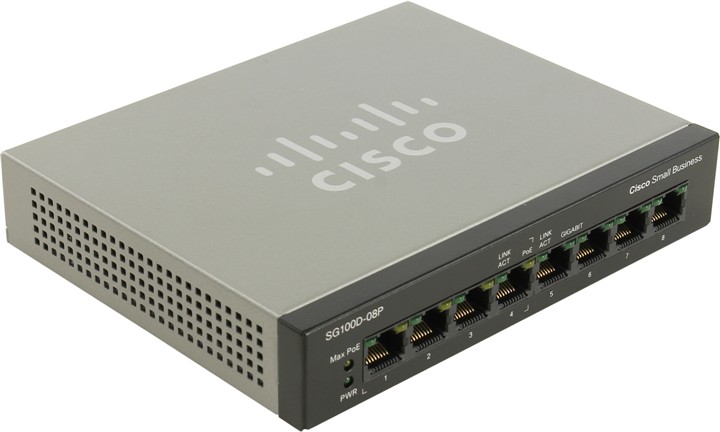 Cisco SG100D-08 8-port Gigabit PoE Desktop Switch - управляемый коммутатор купить в интернет-магазине icover