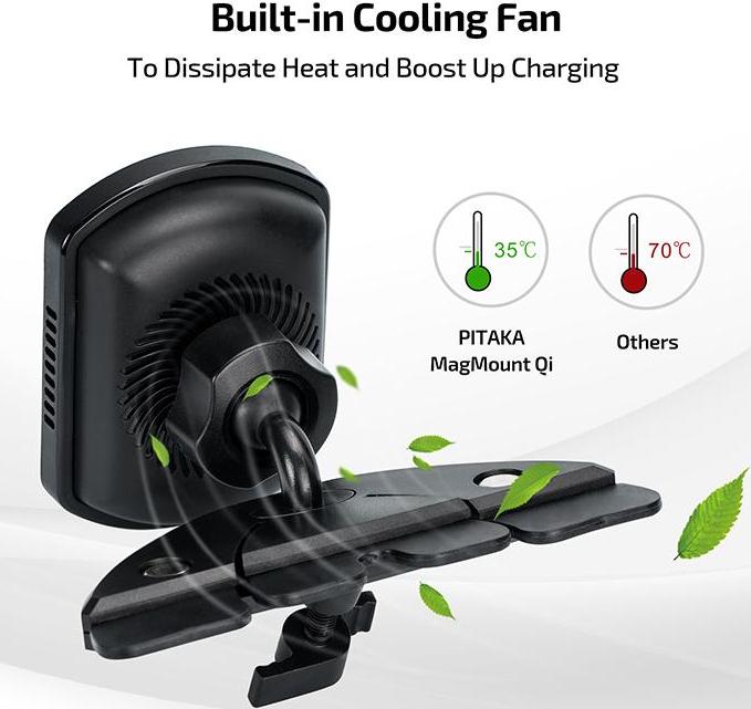 Pitaka MagMount Qi Pro Wireless CD USB-C Автомобильный держатель Pitaka MagMount Qi Pro Wireless CD USB-C (Black)