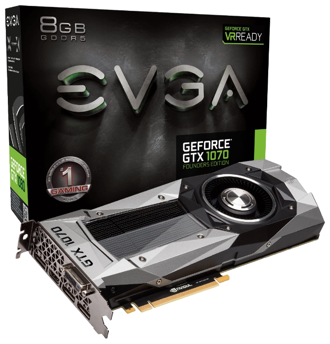 Видеокарта EVGA Nvidia GeForce GTX 1070 Founders Edition 256bit, 8Gb (08G-P4-6170-KR) купить в интернет-магазине icover
