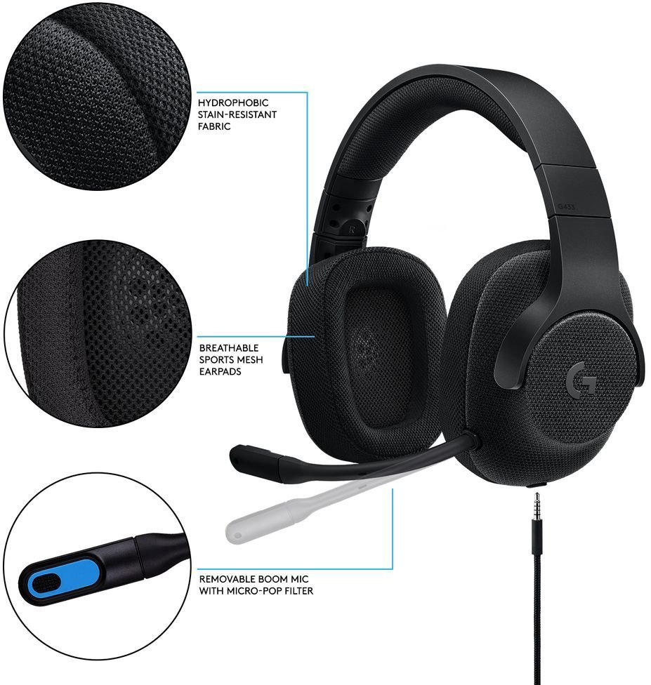 Компьютерная гарнитура Logitech G433 981-000668 (Triple Black) купить в интернет-магазине icover