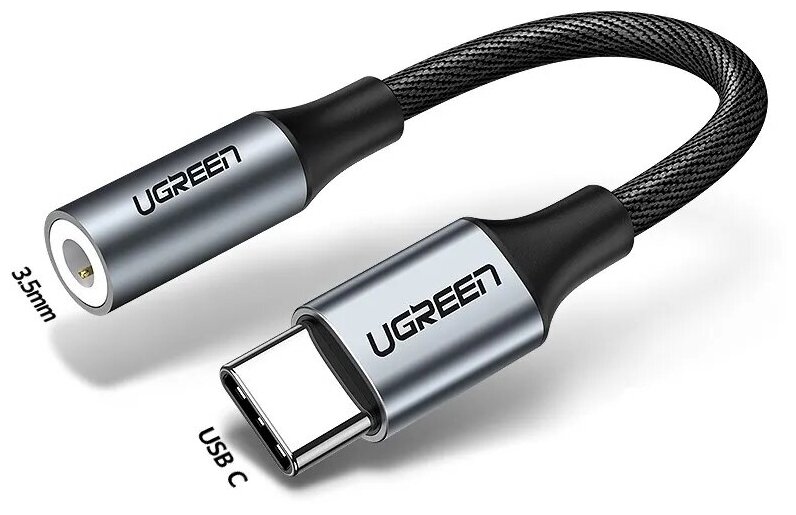 Адаптер Ugreen AV142 3.5mm/USB-C F/M (Grey) купить в интернет-магазине icover
