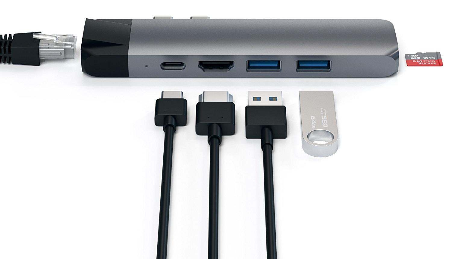 Хаб Satechi Aluminium Type-C Pro Hub Adapter with Ethernet (Space Grey) купить в интернет-магазине icover