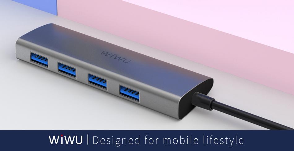 USB-концентратор Wiwu Alpha A440 USB-C (Grey) купить в интернет-магазине icover