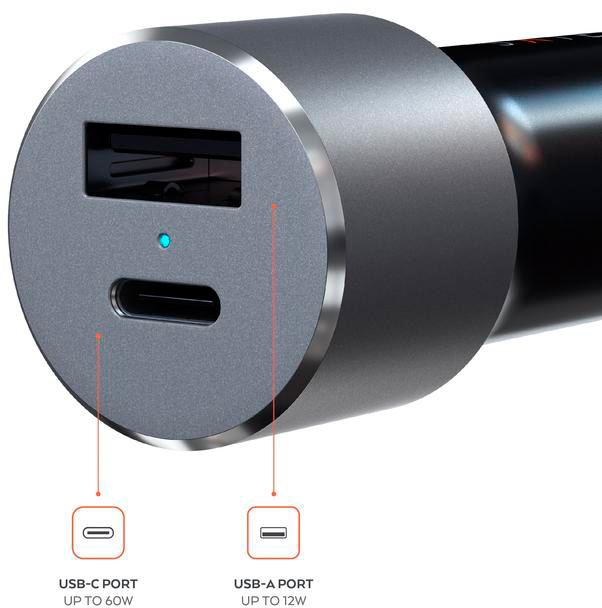 Автомобильное зарядное устройство Satechi 72W Type-C PD ST-TCPDCCM (Space Grey) купить в интернет-магазине icover
