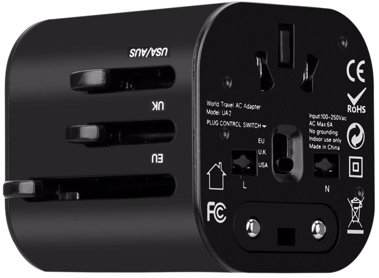 Momax World Mini AC Travel Adapter (UA2D) - универсальный адаптер питания (Black) купить в интернет-магазине icover