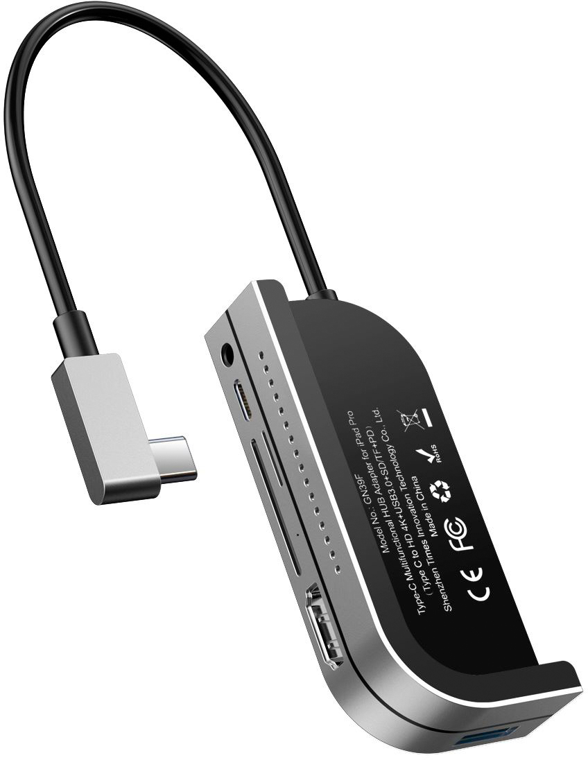 

USB-концентратор Baseus Bend Angle No.7 Multifunctional Type-C (CAHUB-WJ0G) для iPad Pro (Dark Gray)