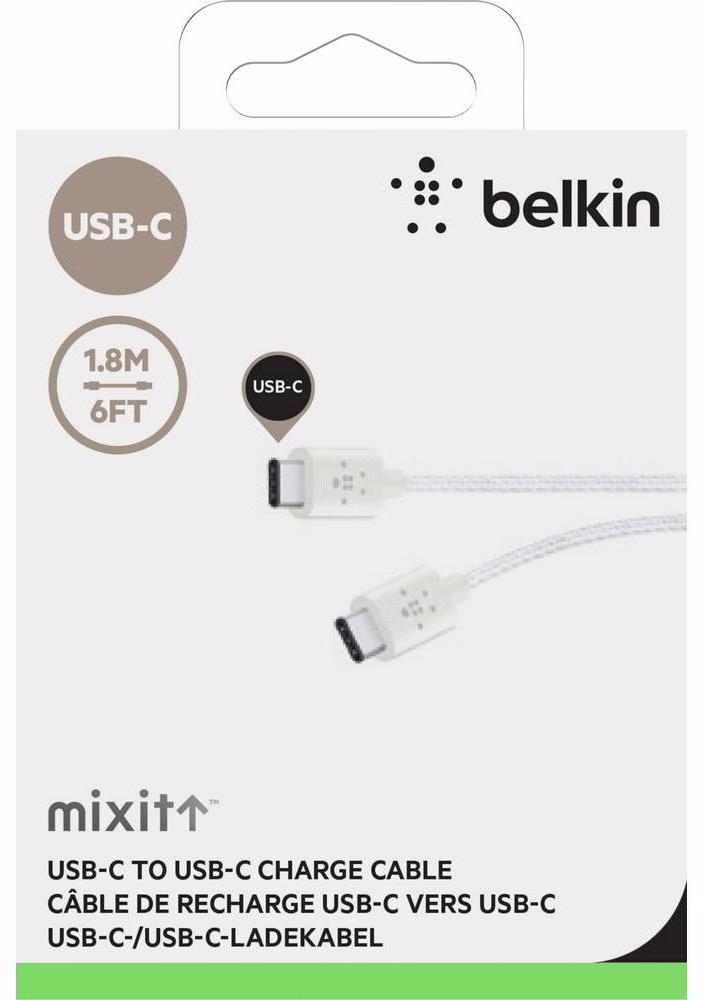 Кабель Belkin Mixit Metallic USB-C to USB-C 1.8 m F2CU041BT06-WHT (White) купить в интернет-магазине icover