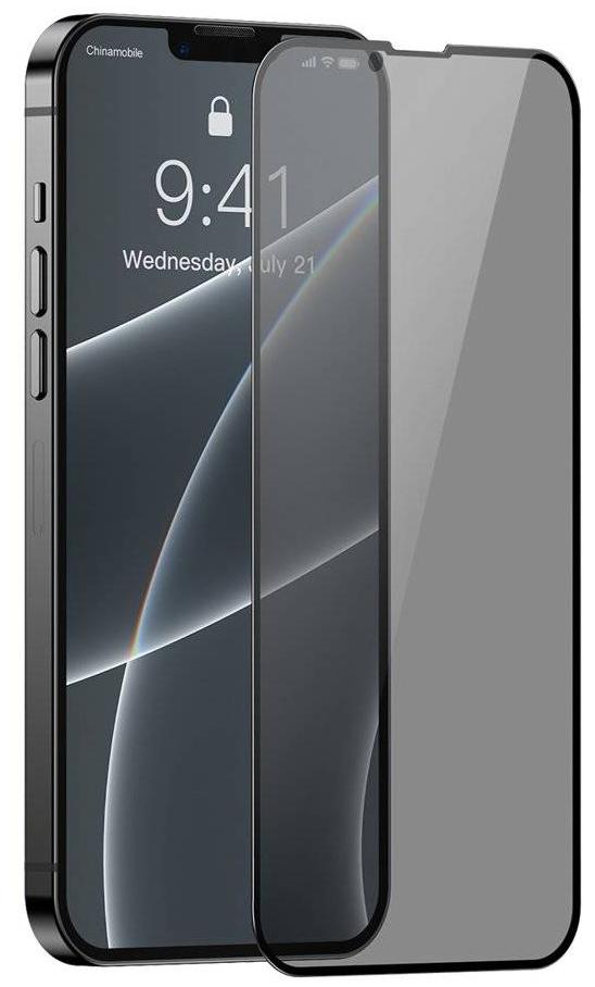 Защитное стекло Baseus 0.3mm Full-screen and Full-glass Anti-spy Tempered Glass Film (SGQP010701) для iPhone 13/13Pro (Black) купить в интернет-магазине icover