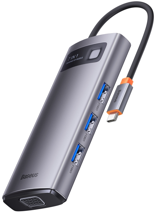 Хаб Baseus Metal Gleam (WKWG040013) 7-in-1 Multifunctional Type-C HUB Docking Station (Gray) купить в интернет-магазине icover