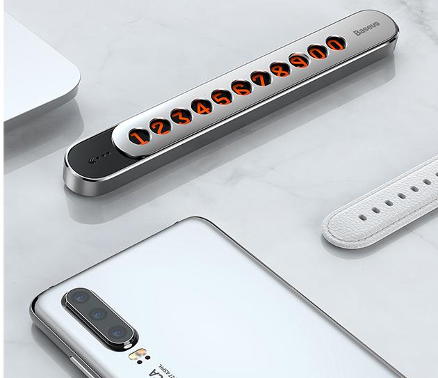Парковочная карта Baseus Sliding Cover Temporary Parking Number (Plate Silver) купить в интернет-магазине icover