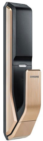 Биометрический дверной замок с ручкой Samsung SHS-P718 XBG/EN (Gold) купить в интернет-магазине icover