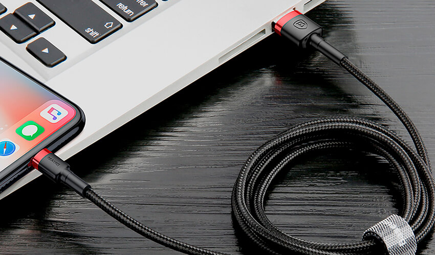 Кабель Baseus Cafule (CALKLF-B19) USB/Lightning 1m (Red/Black) купить в интернет-магазине icover