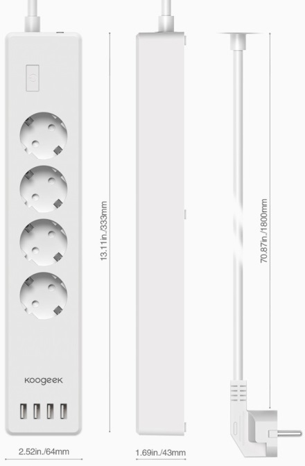 Умный сетевой фильтр Koogeek Wi-Fi Smart Power Strip Surge Protector KLOE4 (White) купить в интернет-магазине icover