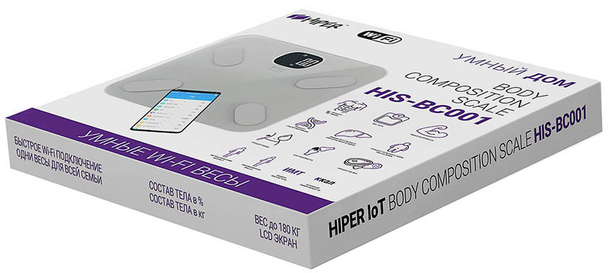 Умные весы HIPER IoT Body Composition Scale Wi-Fi (HIS-BC001) купить в интернет-магазине icover