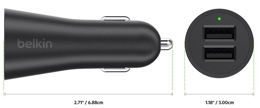 Автомобильное зарядное устройство Belkin BoostUp 2-Port Car Charger F8J221bt04-BLK (Black) купить в интернет-магазине icover