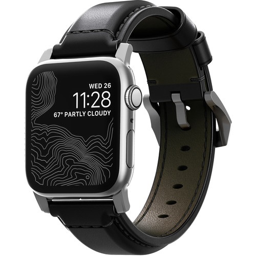 Ремешок Nomad Traditional Strap Shell Cordovan (NM1A48ST00) для Apple Watch Series SE/6/2/3/4 42/44 mm (Black/Silver) купить в интернет-магазине icover