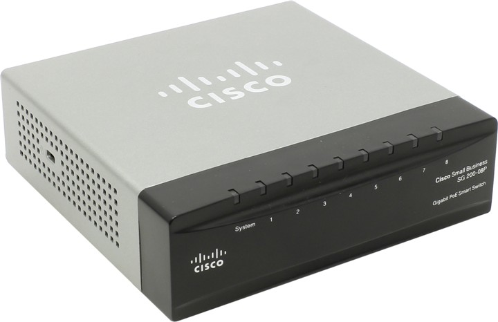 Cisco SG 200-08 8-port Gigabit PoE Smart Switch - управляемый коммутатор купить в интернет-магазине icover