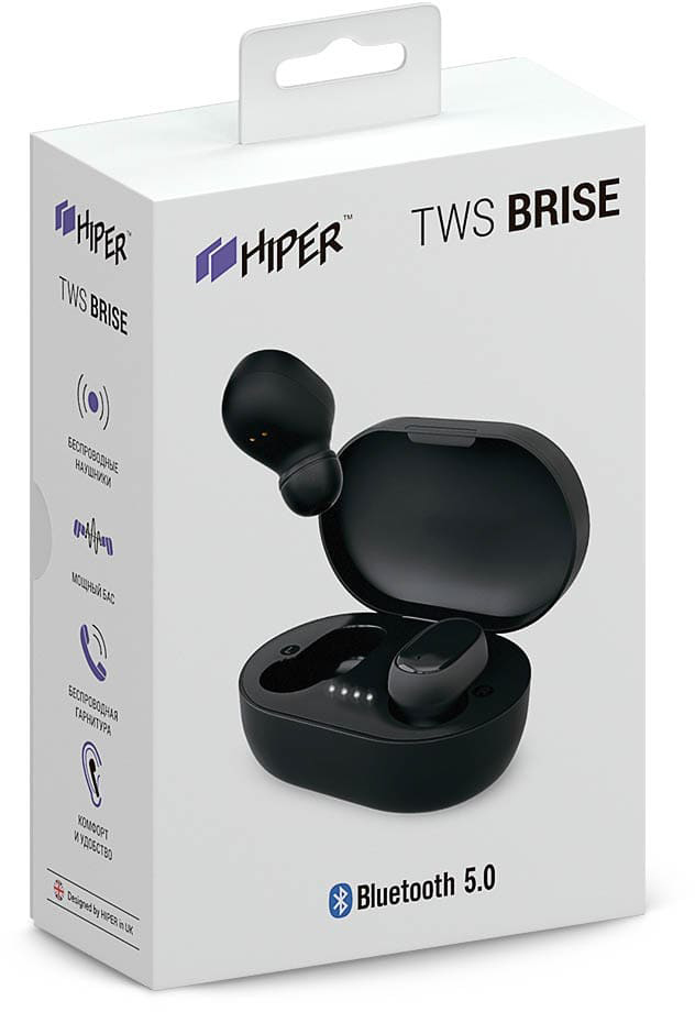 Bluetooth-наушники с микрофоном HIPER TWS Brise HTW-S6 (Black) купить в интернет-магазине icover